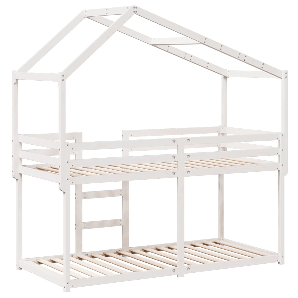 Lit superposé avec toit blanc 75x190 cm bois massif de pin - 8