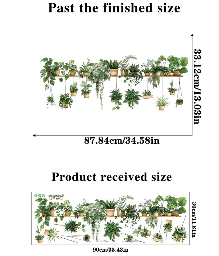 Stickers Muraux Plante Vertes Panier Autocollant Mural Décoratif Auto-adhésif Sticker Mural Décoration Murale pour Cuisine Salon Salle à Manger - 3