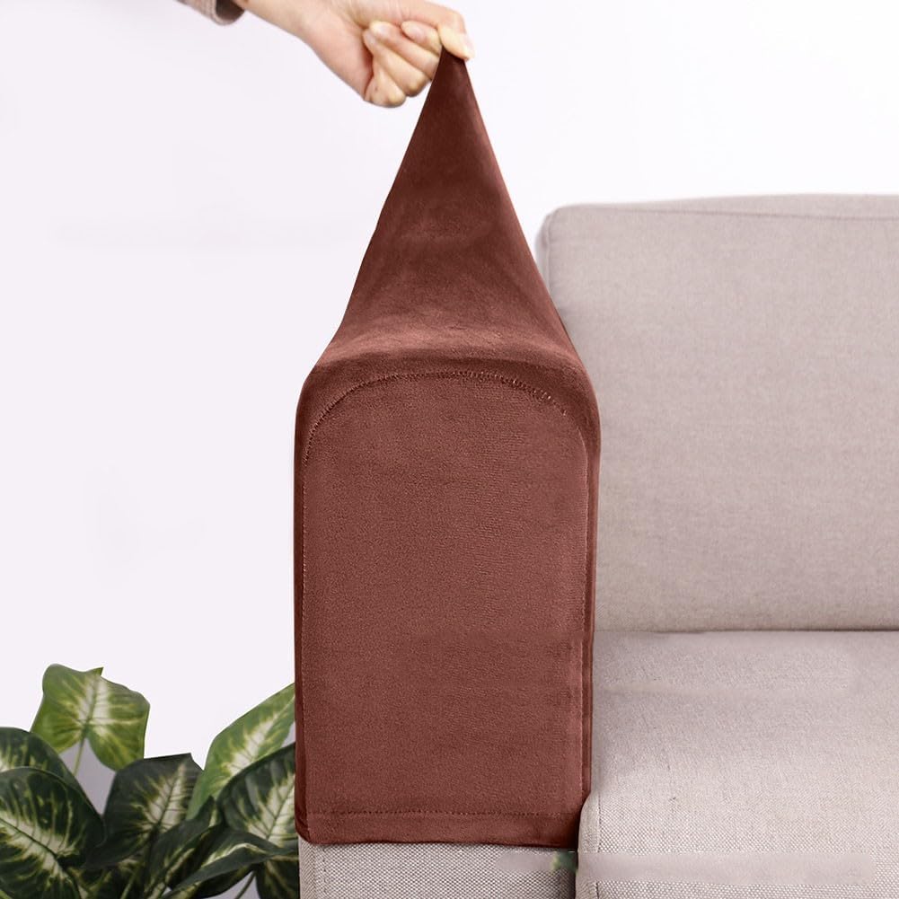Zestaw 2 pokrowców antypoślizgowych na podłokietniki sofy, pokrowce na podłokietniki sofy, pokrowce na meble (kolor kawy)