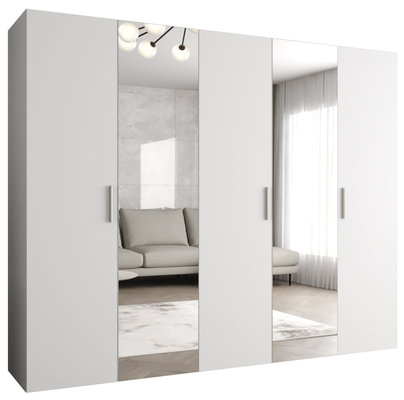Szafa uchylna otwierana Bari 2 250 x 52 x 202 cm biały + u. srebrny Abiks Meble