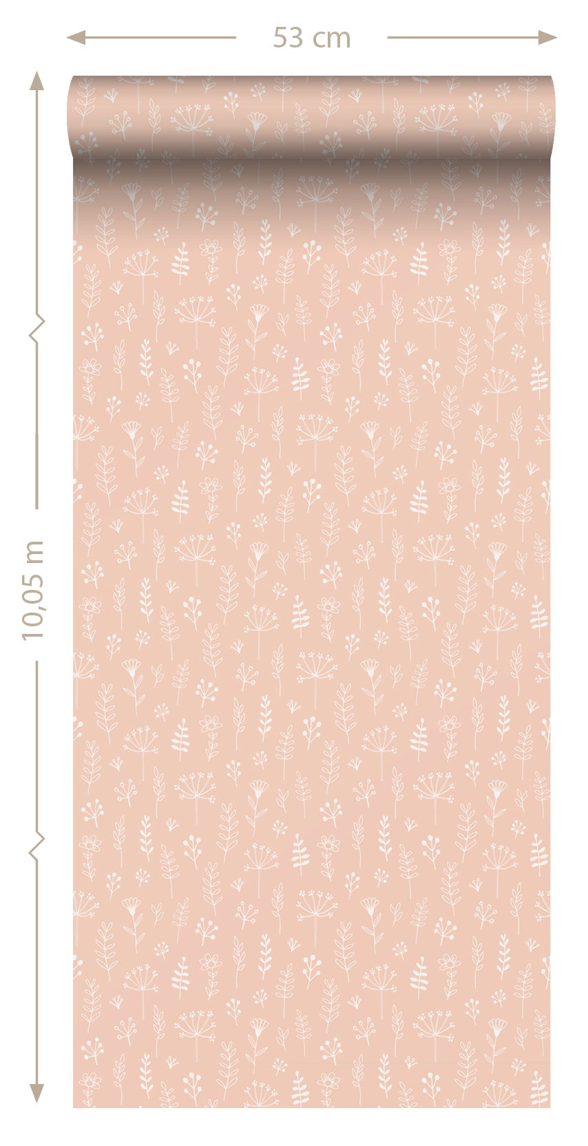 Papier peint fleurs rose clair - 53 cm x 10.05 m - ESTAhome - 4