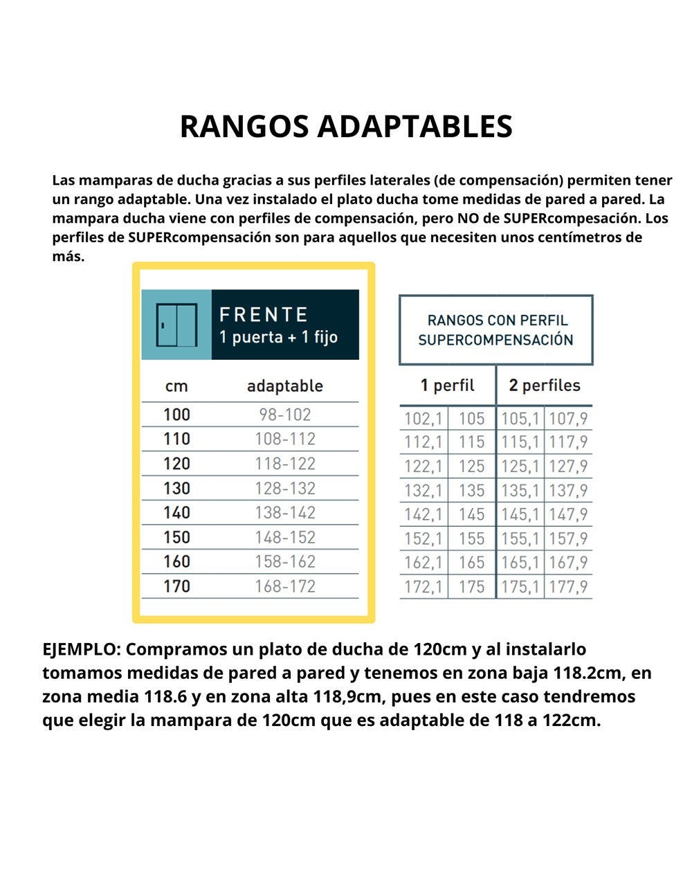 Mampara Ducha Frontal Corredera 1 Puerta 1 Fijo | Alto 190cm Transparente | Cromo Brillo 150cm (Adaptable 148-152cm) - 3