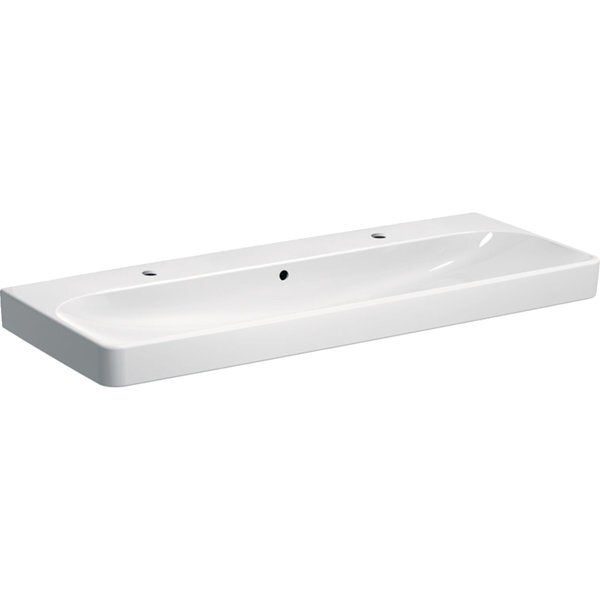 Lavabo Geberit Smyle Square 120x48 Cm – Bianco – Doppio Foro – Con Tropopieno - 2