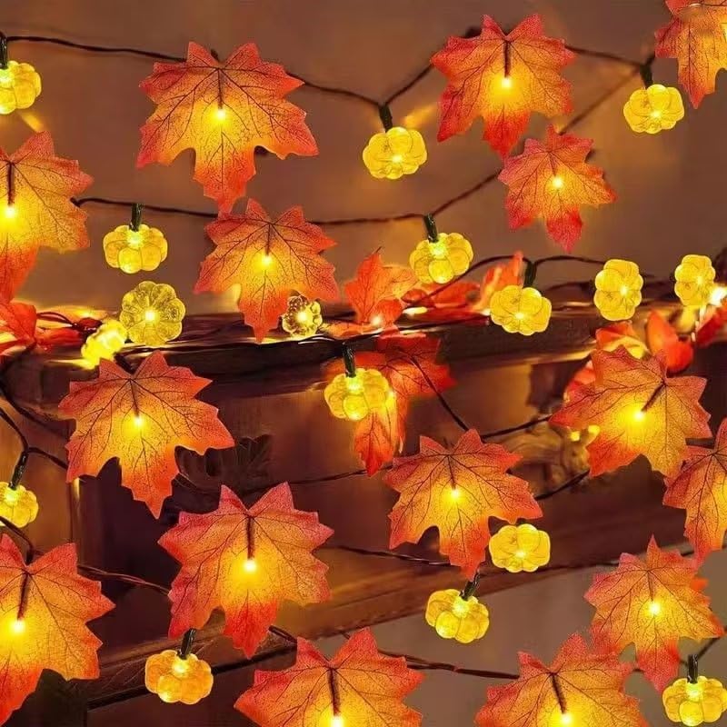 Guirlande Lumineuse Feuilles D'Érable Automne - 6m, 40 LEDs, USB, Télécommande, 8 Modes