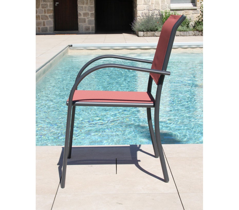 Ensemble table et chaises de jardin - 6 places - terracotta - HONFLEUR BEZIERS ARDOISE - 2