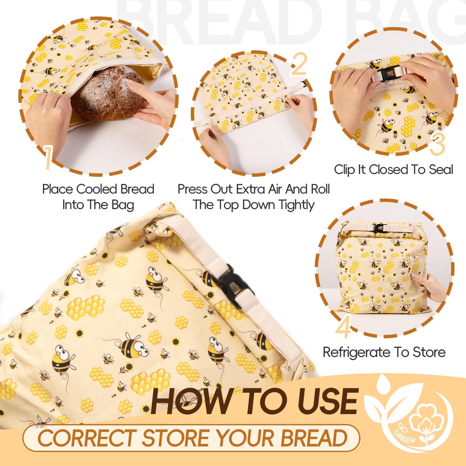 Sacchetti per il pane extra-large in cera d'api (progettati per il pane ...