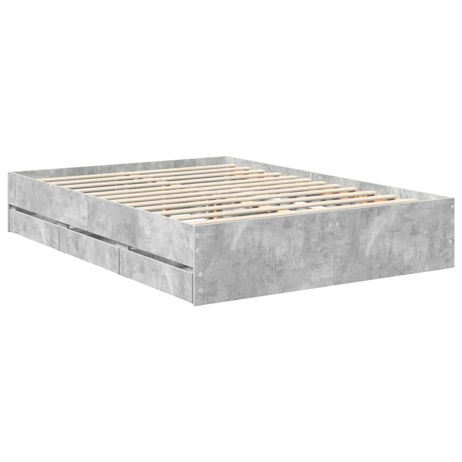Cadre de lit gris béton 135 x 190 cm en panneau de bois - 6