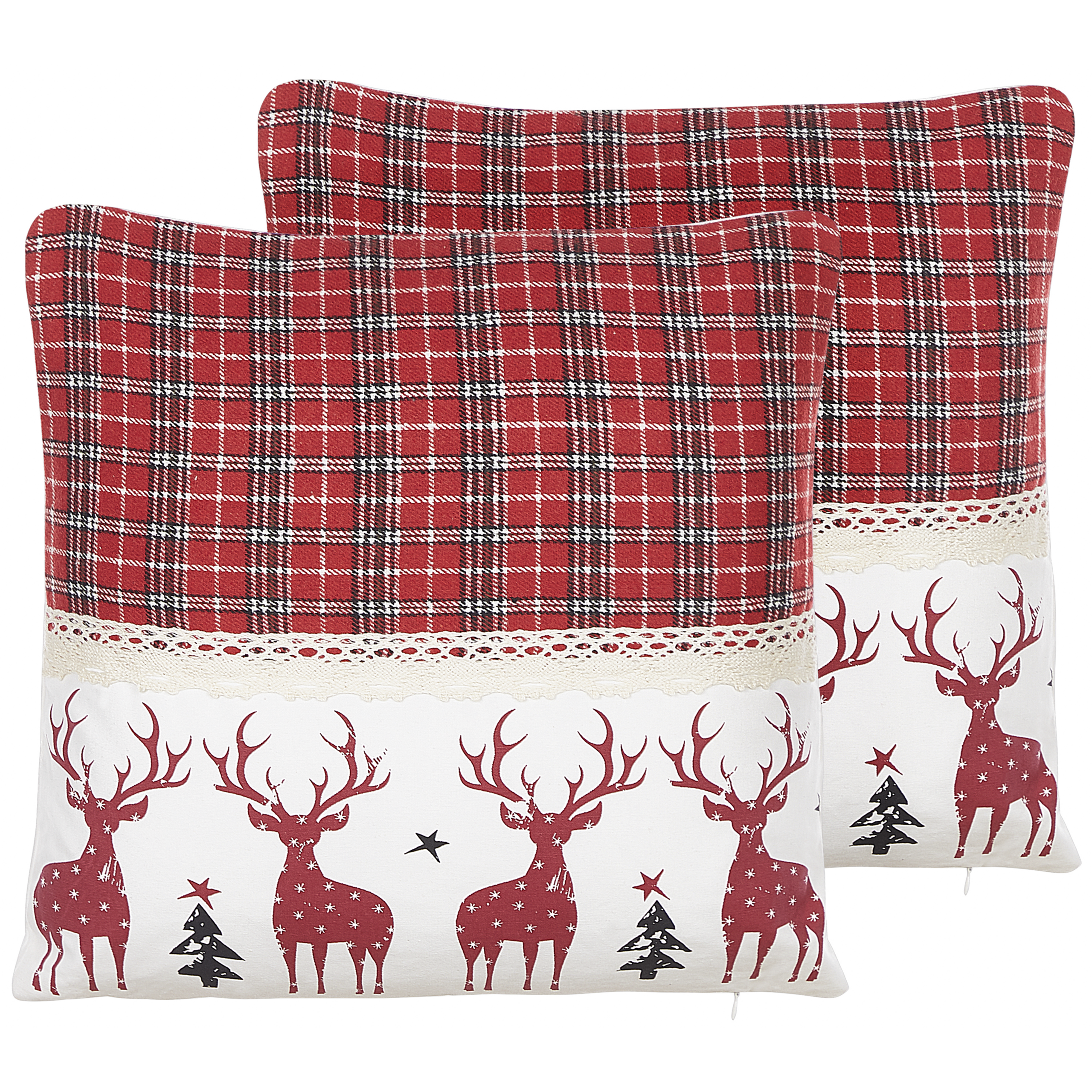 Federe Natalizie Naqiuli 45x45 Cm Rosse: 2 Pezzi Morbidi Per Divano E Letto - 2