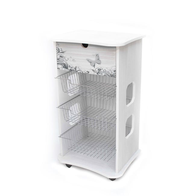 Carrello Da Cucina Salvaspazio In Legno Bianco 65x48x90 Cm A Salerno