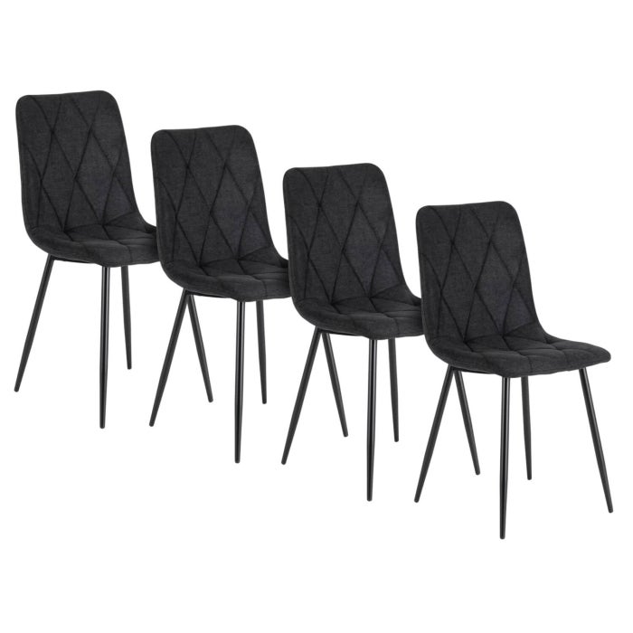 Zestaw Krzesło Tapicerowane Kuchenne Do Jadalni Salonu Loft Czarne ROBIN 4x