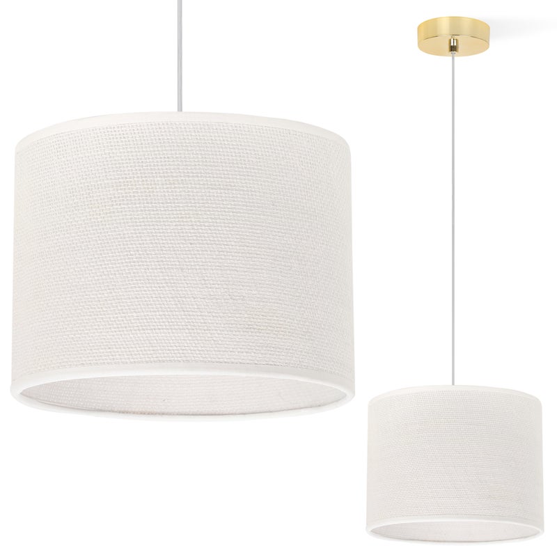 Zdjęcia - Żyrandol / lampa Lampa sufitowa wisząca Juta złota 1xE27 abażur biały walec 20cm Light Home LH