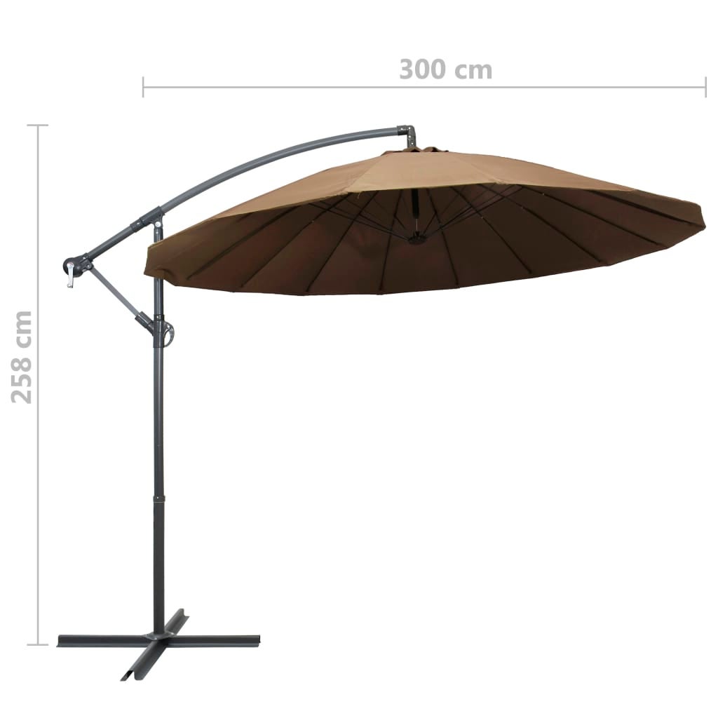 Parasol suspendu Taupe 3 m Mât en aluminium - 9