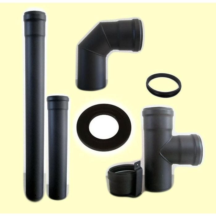 Kit Tubi Per Stufa A Pellet Diametro 80 Mm - Acciaio Smaltato Nero, Con Raccordi - Foto 10