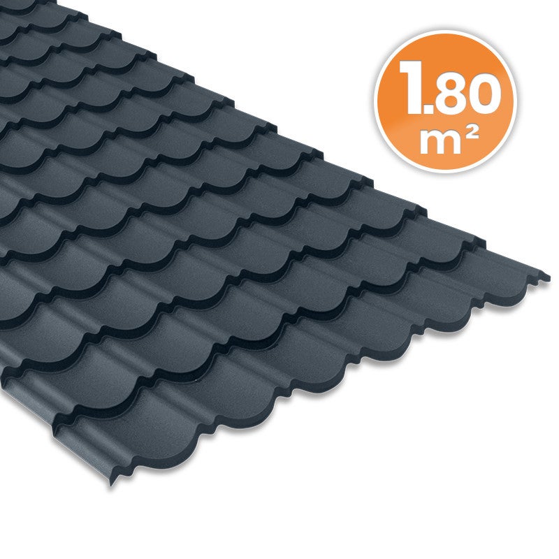 Tôle imitation tuile emboîtable - BACACIER Tuile R Originale® | 2070 x 934 mm - 1.80 m² Anthracite mat - 5