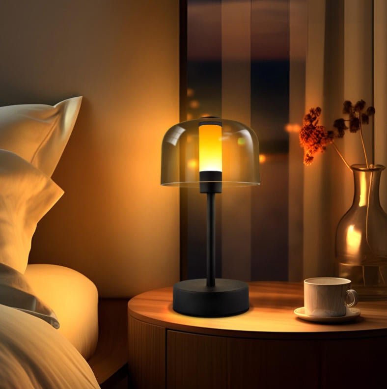 Lampe de bureau rétro, lampe de chevet d'intérieur rechargeable, 3 couleurs de température, veilleuse pour la lecture, noire - 7