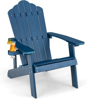 Fauteuil de Jardin Adirondack en HIPS Imperméable avec Porte-Gobelet Charge 170KG, Bleu Marine