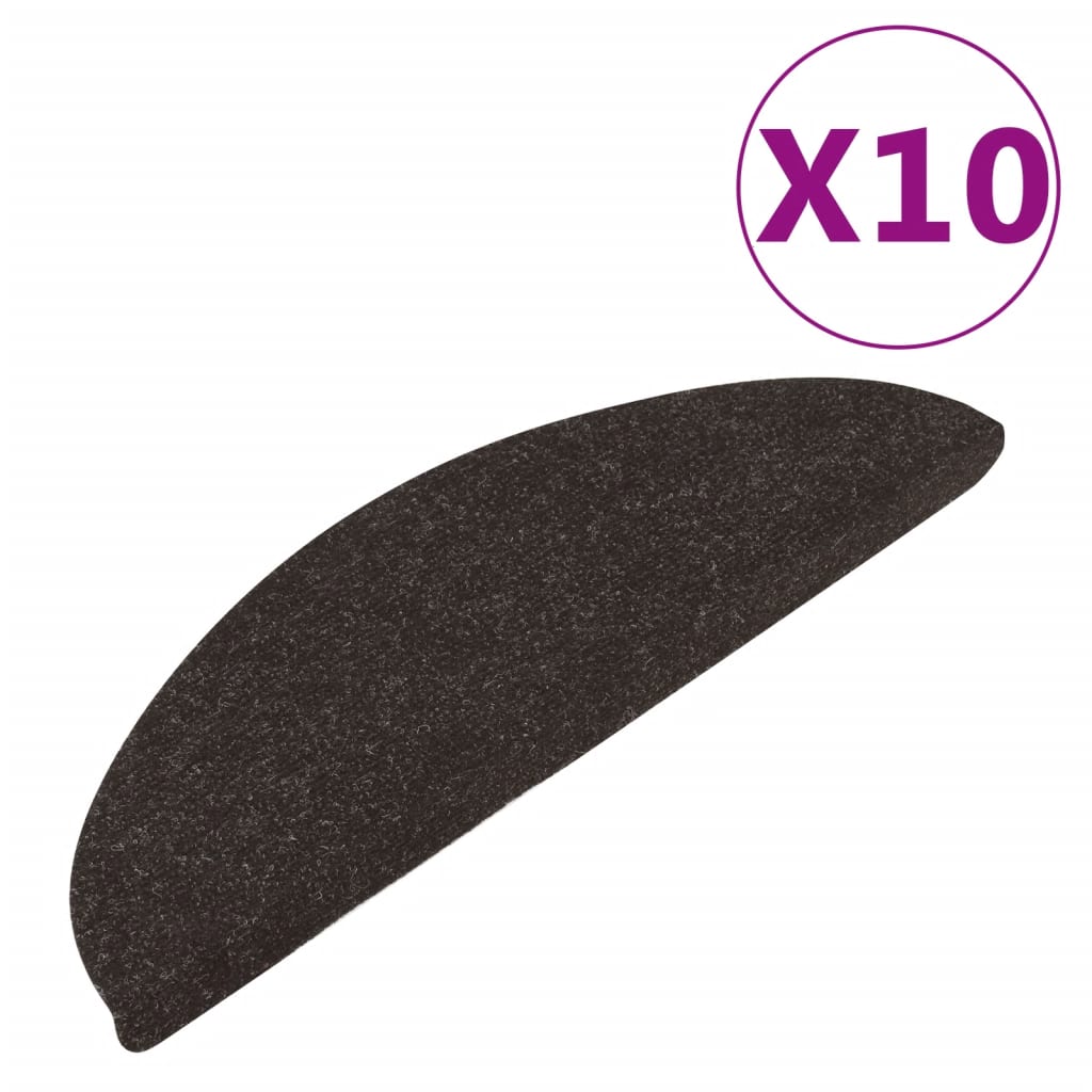 Tapis d'escalier auto-adhésifs 10 pcs noir 56x17x3 cm - 2