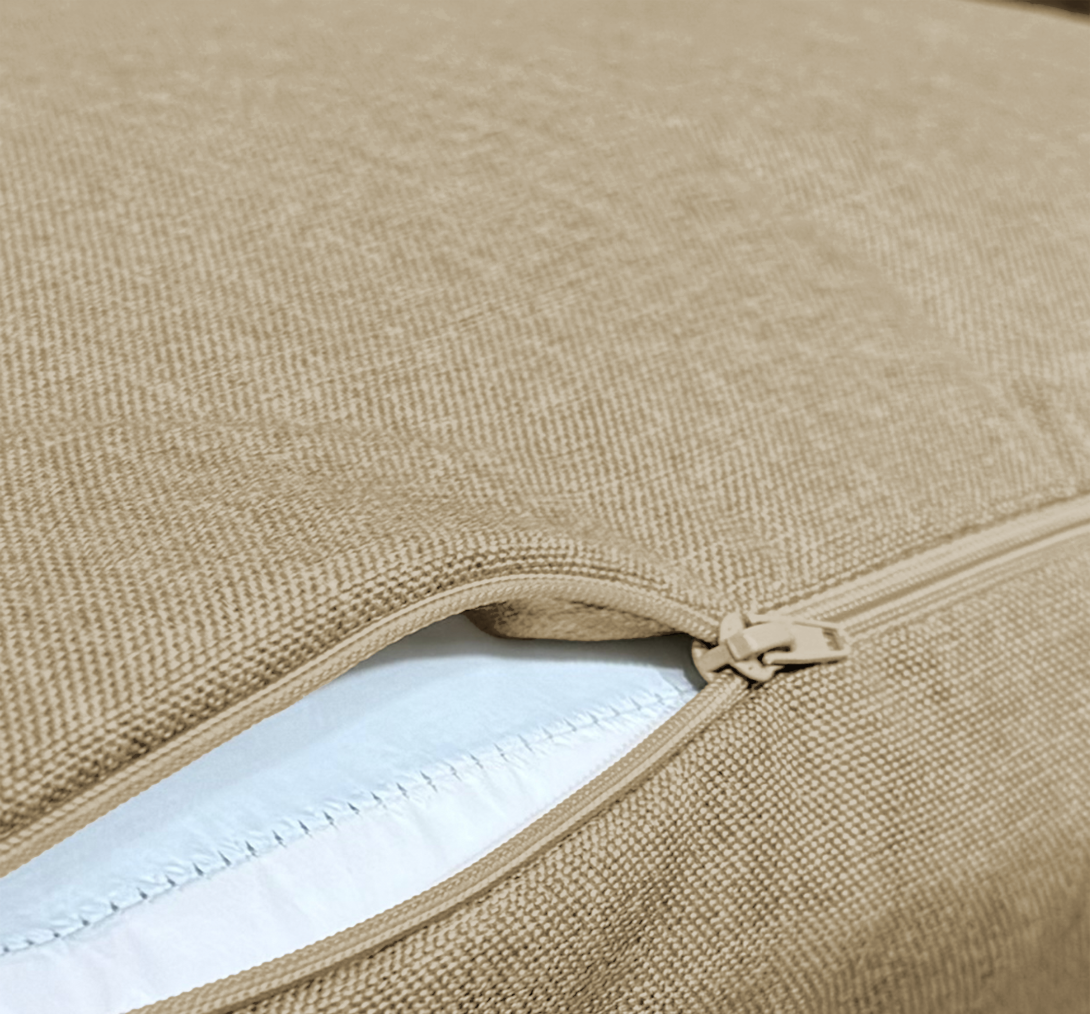 Coussins pour fauteuil effet lin déhoussable 60x60cm beige - 4