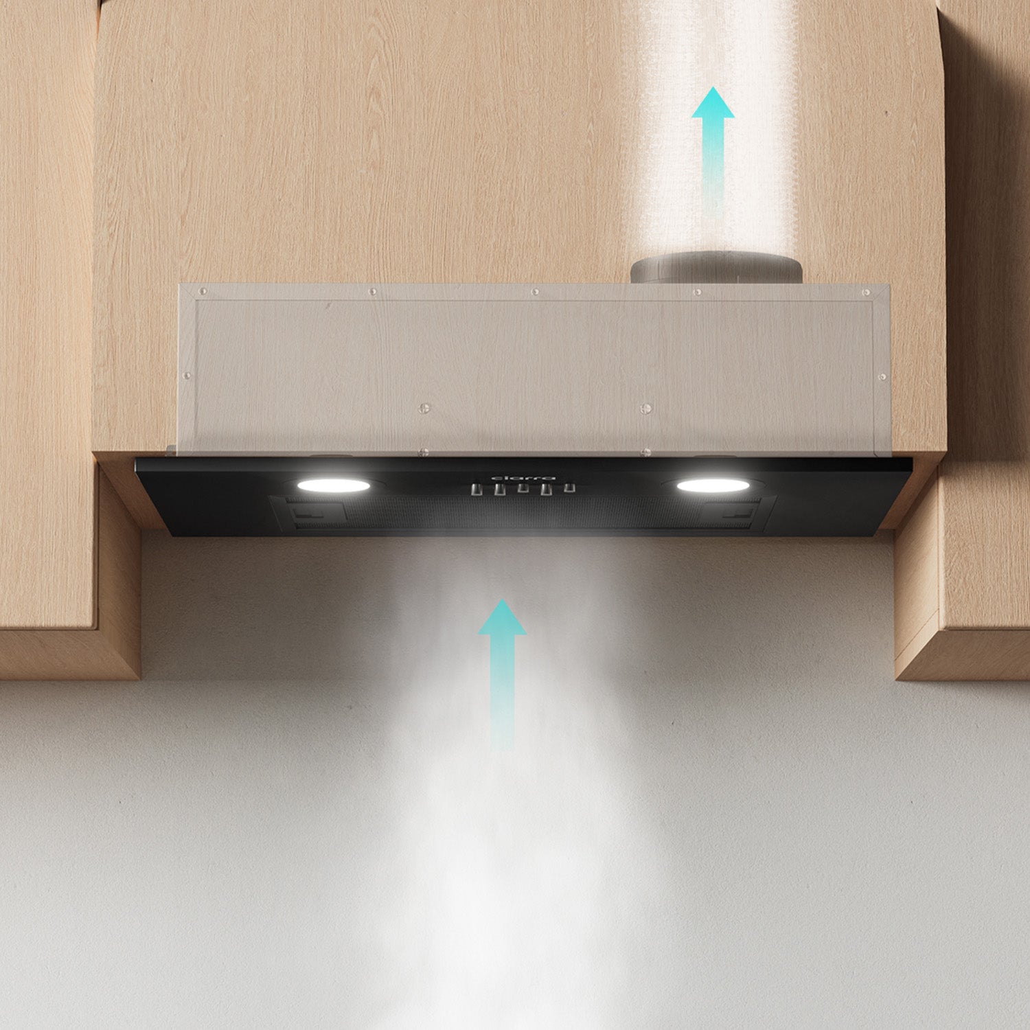 CIARRA Groupe Filtrant Hotte Encastrable 300m3/h Recyclage ou Evacuation Noir 913ABK52 - 2