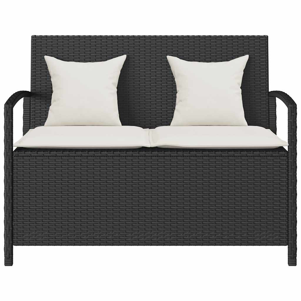 Banc de rangement de jardin avec coussin noir résine tressée vidaXL - 5