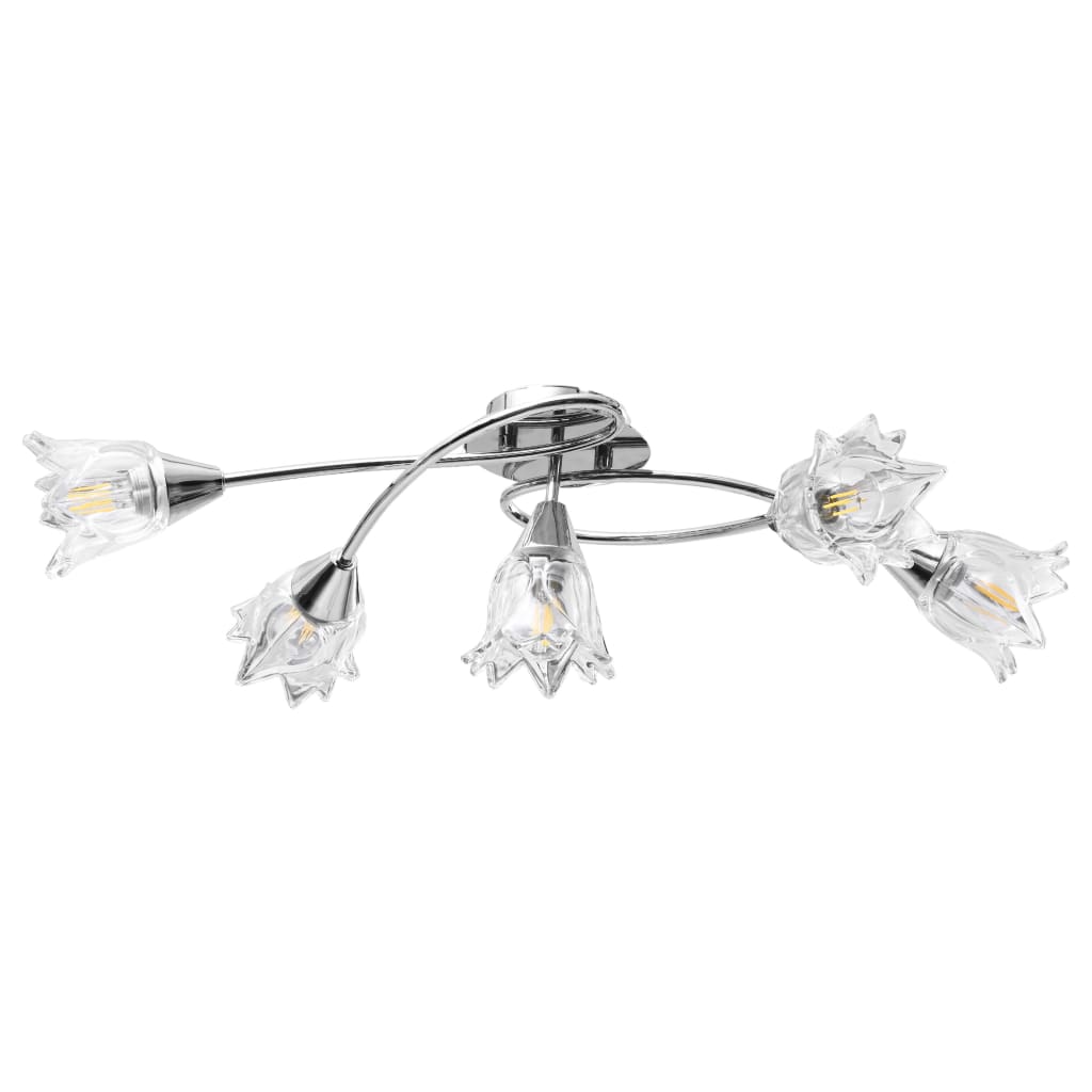 vidaXL Plafonnier et abat-jour verre transparent 5 ampoules E14 Tulipe - 3