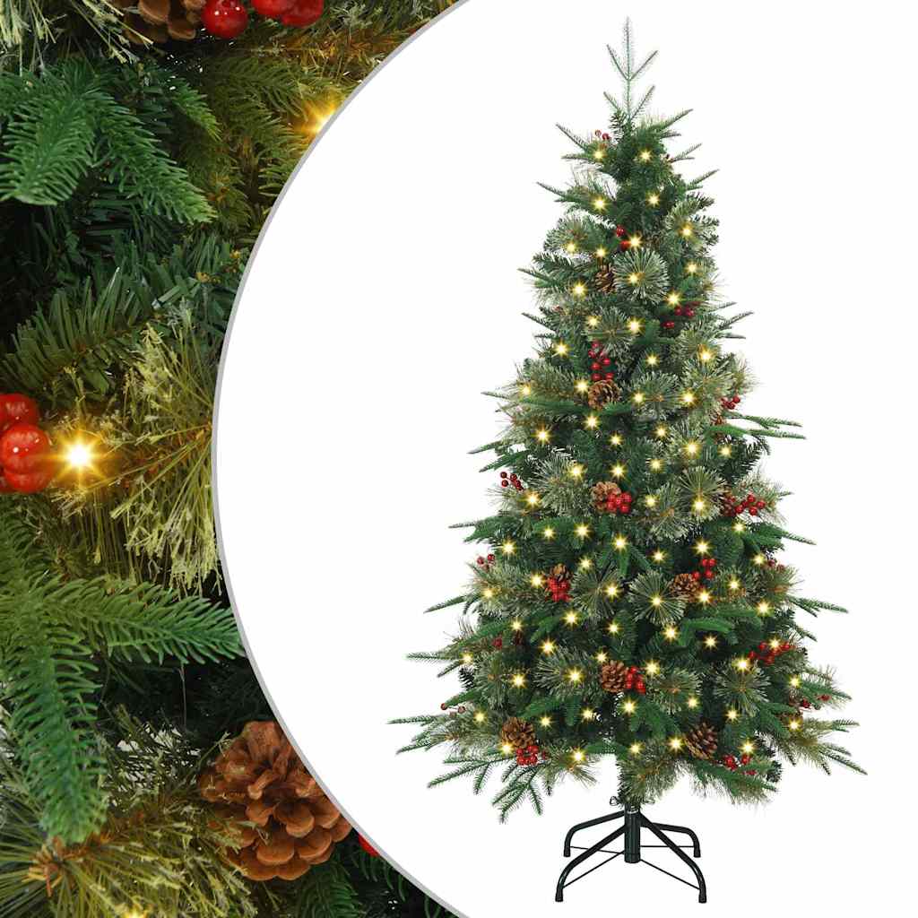 Sztuczna choinka z zawiasami z podstawą Zielony 120 cm PE i PVC