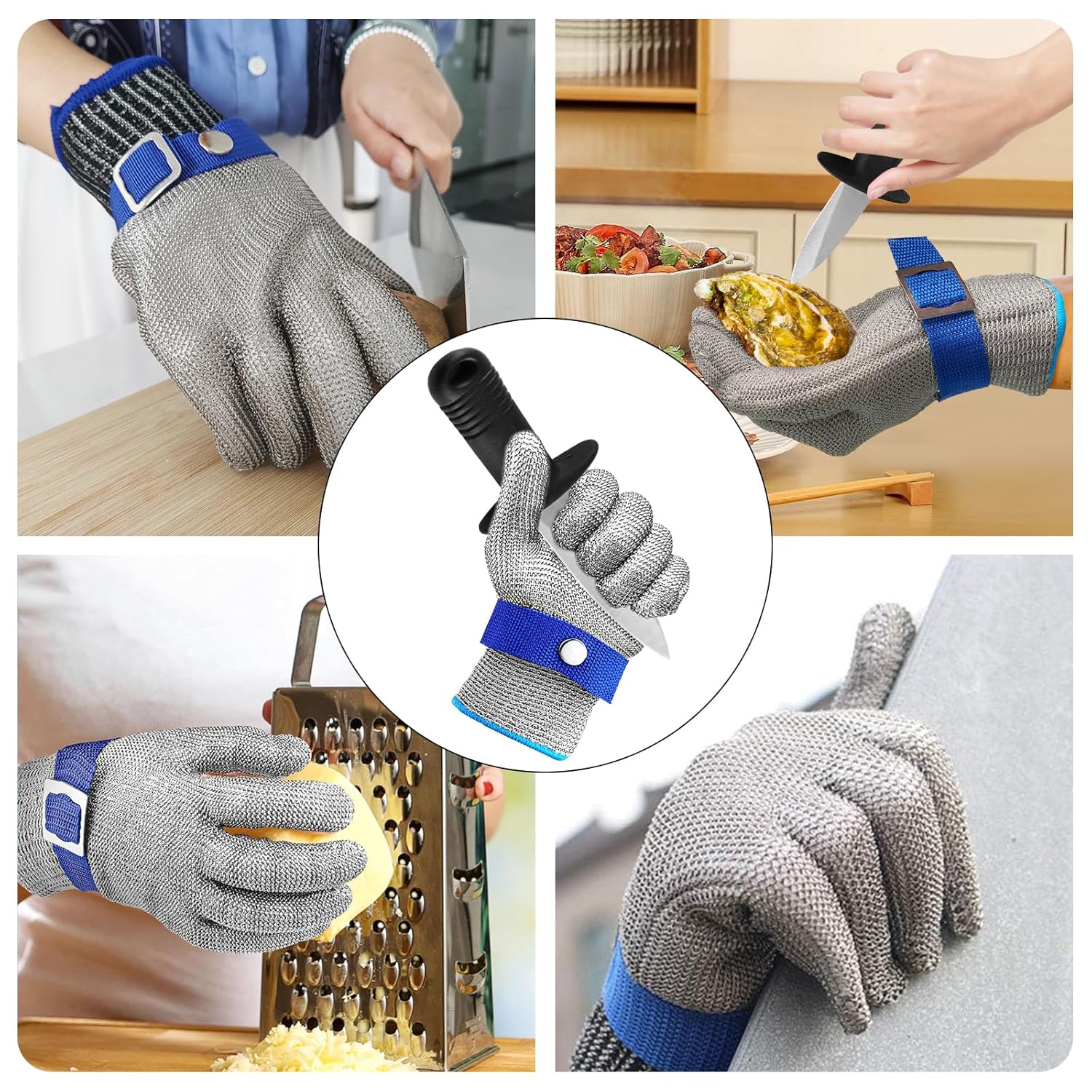 Gants anti-coupures de cuisine, gants de travail alimentaires de niveau 9 avec couteau pour huîtres et coupe de viande, éplucher les huîtres, cuisine - 4