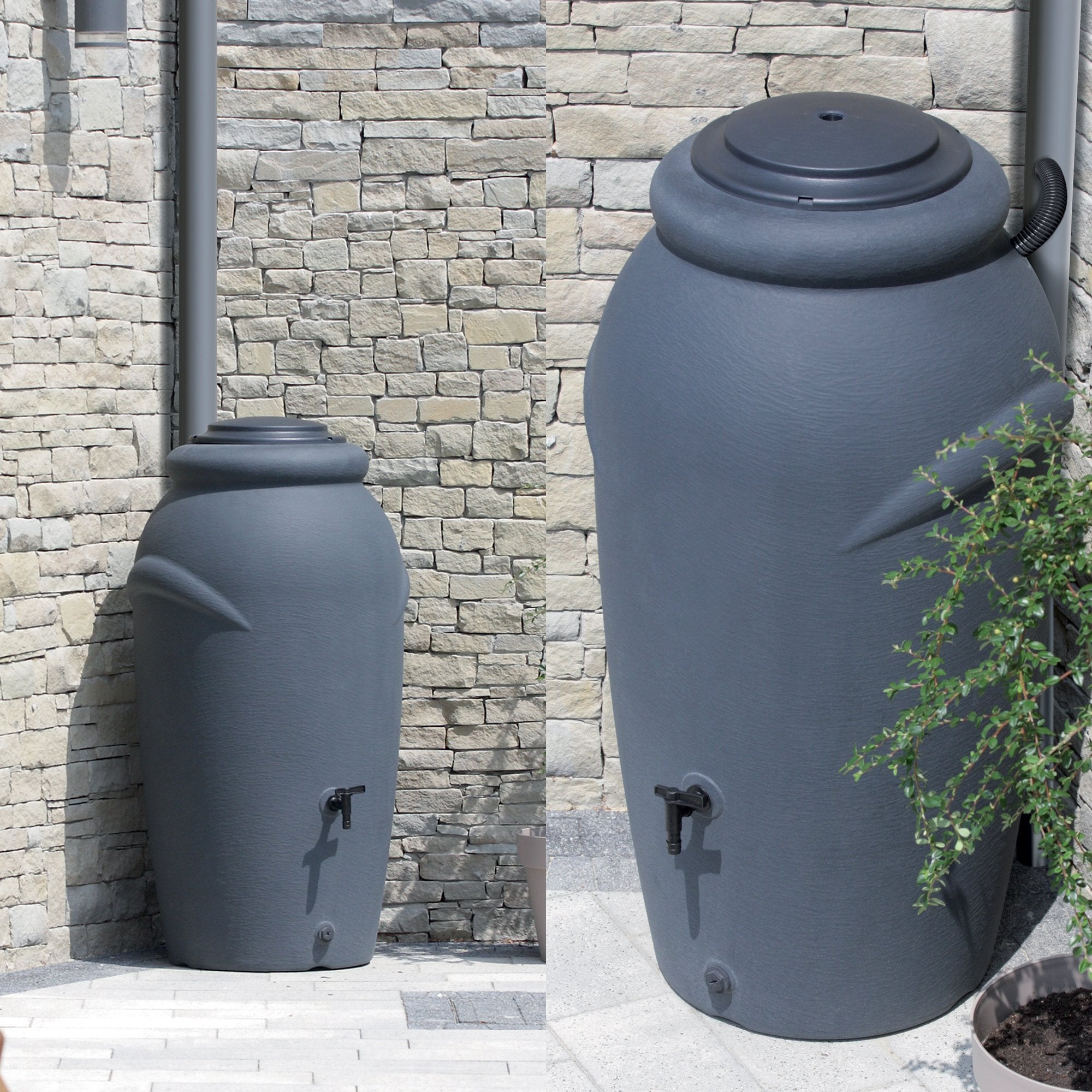 PROSPERPLAST 210L Aquacan Baby barril de plástico para água da chuva na cor terracota 59,6 (comprimento) x 56 (largura) x 118,3 (altura) cm - 4