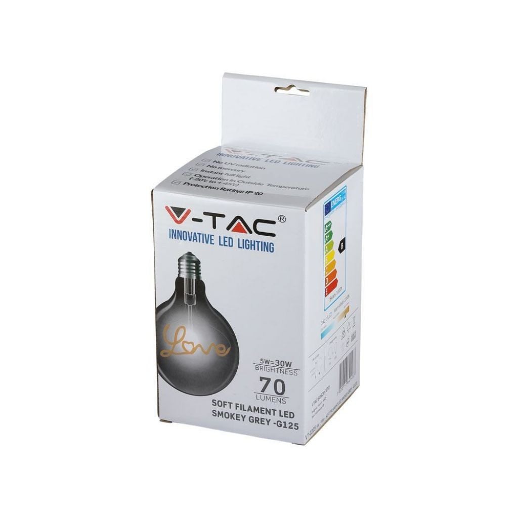 Lampadina LED E27 5W G125 Filamento Ambrato Scritta Love 2200K - 7