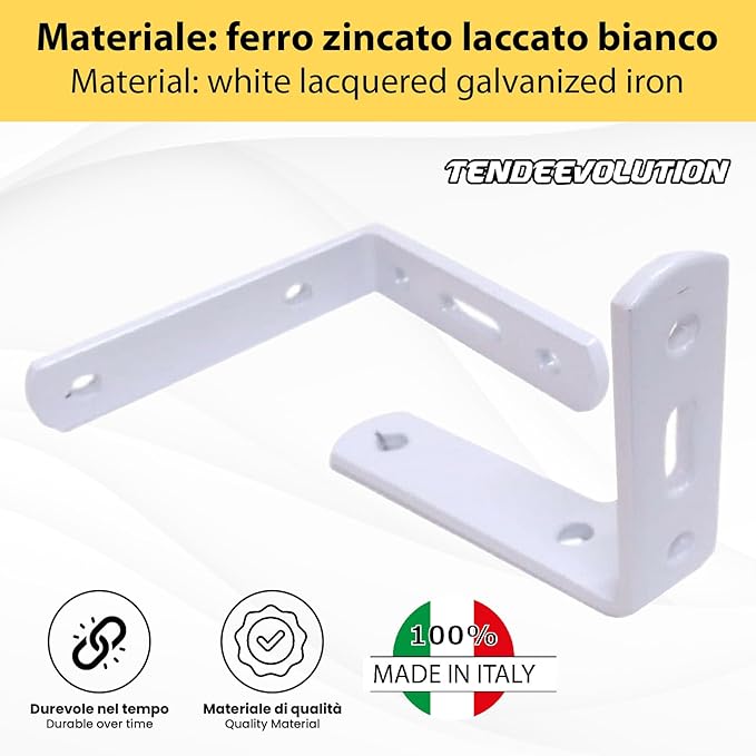 Suporte angular de aço pesado lacado a branco, 10 cm, em forma de L, versátil para prateleiras, cortinados, estantes - Design sem raios - 5