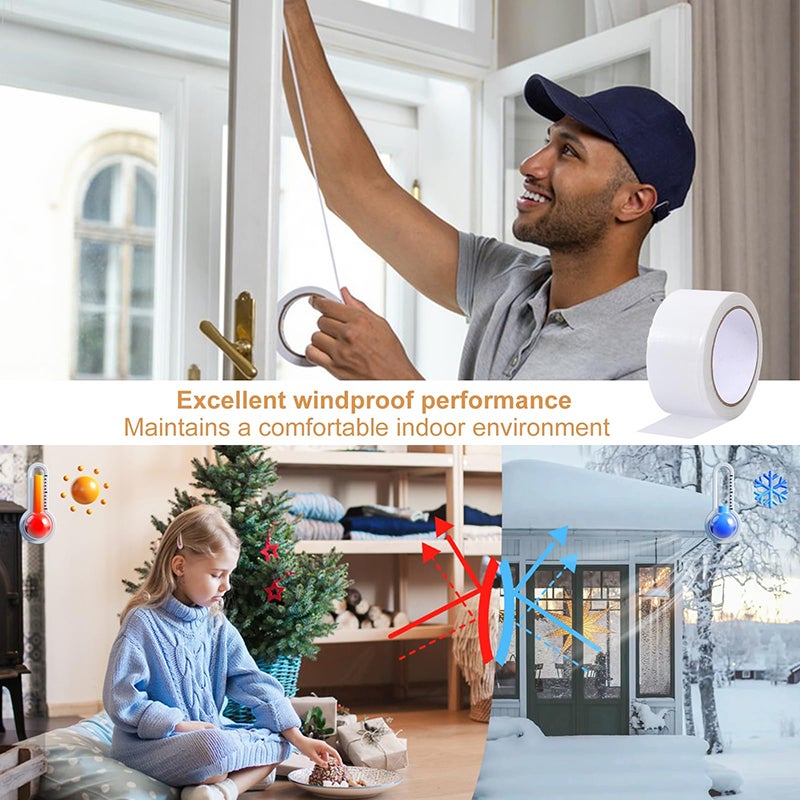 Cinta de sellado para ventanas (paquete de 2), resistente al viento y al polvo, tira de sellado, adecuada para huecos de puertas y ventanas, 5 cmx20m - 5