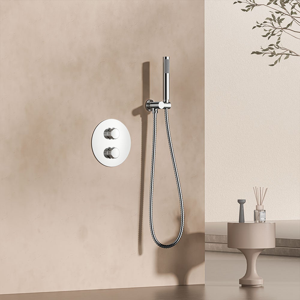 Conjunto Ducha Termostatico Empotrado Duich Cromo acabado cromo, cartucho cerámico, material inoxidable AISI 304, grifería de baño moderna - 4