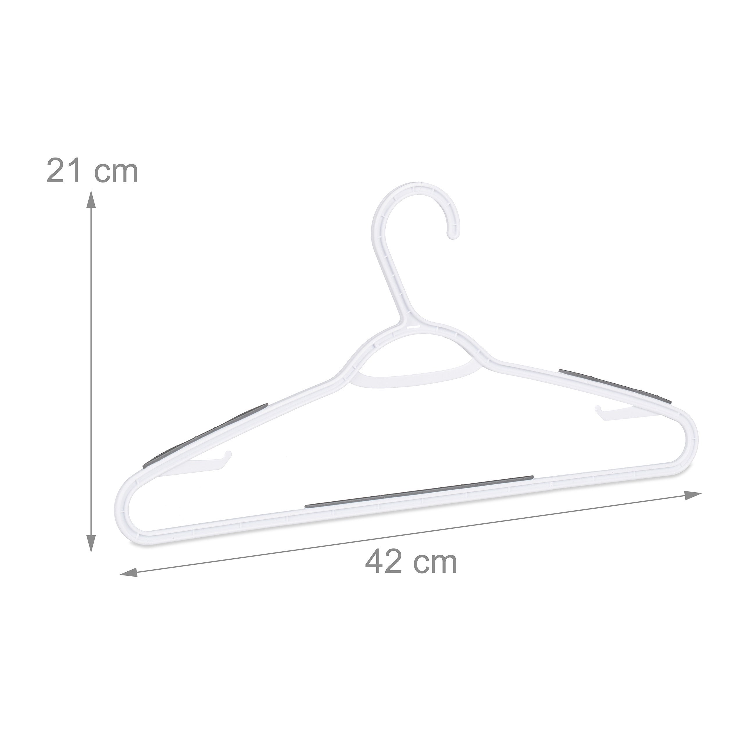 100x Grucce Appendiabiti, Stampelle in Plastica, Asta per Pantaloni Gonne Cravatte, Antiscivolo, Bianche - 4