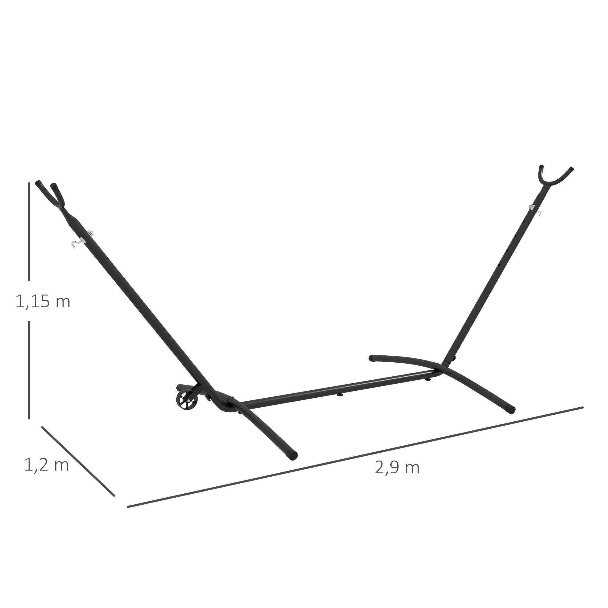 Support pied de hamac réglable acier époxy noir - 3