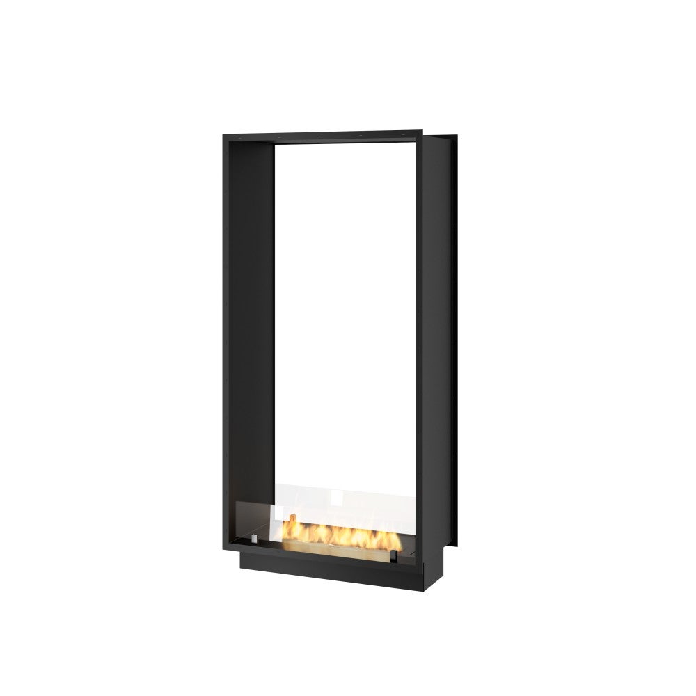 Kominek bioetanolowy 2Side 1400 Slim Vert do zabudowy z dwiema stronami - matowa czerń, ze szkłem, palnik 1,2 l, nowoczesny design