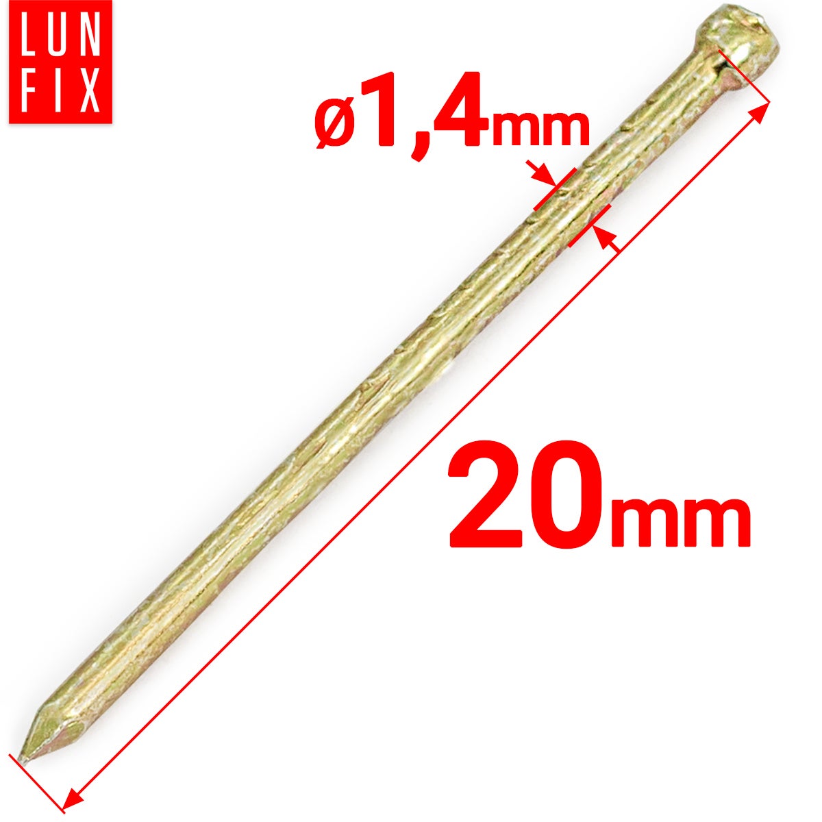 Gwoździe stolarskie 1,4x20 mm złote 0,1kg ok. 45szt. - 2