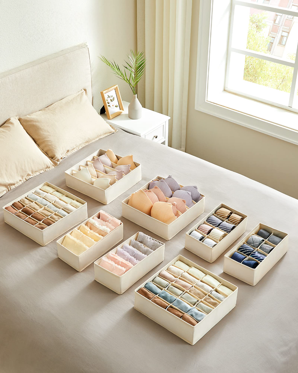 Juego de organizadores plegables para cajones divisores de