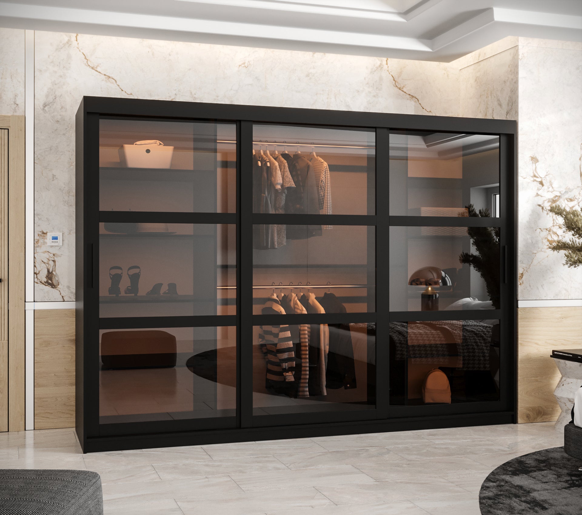 Szafa przesuwna Dome 250 x 62 x 200 czarny - 2