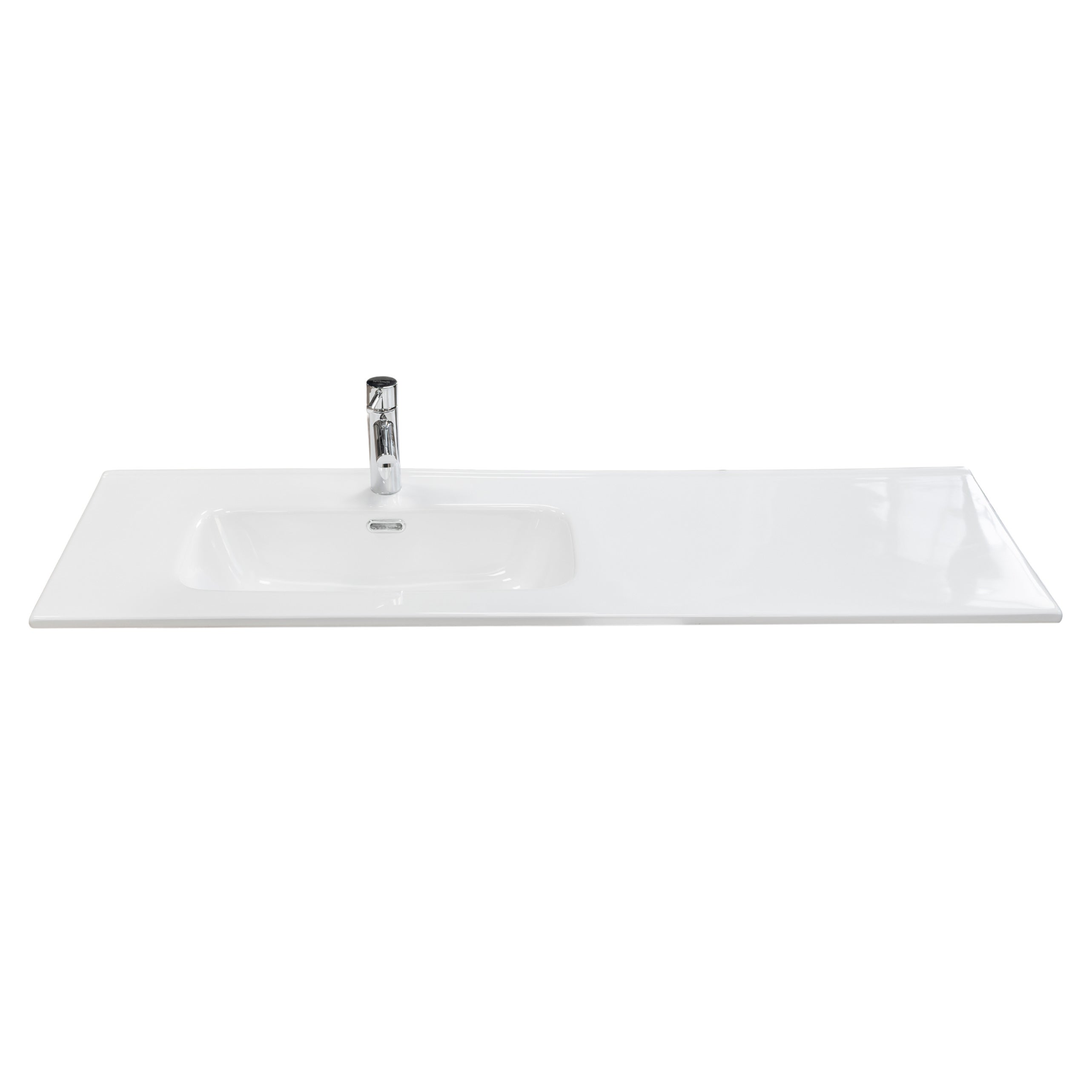 lavabo 120 cm da incasso in ceramica bianco lucido con vasca a Sinistra - 2