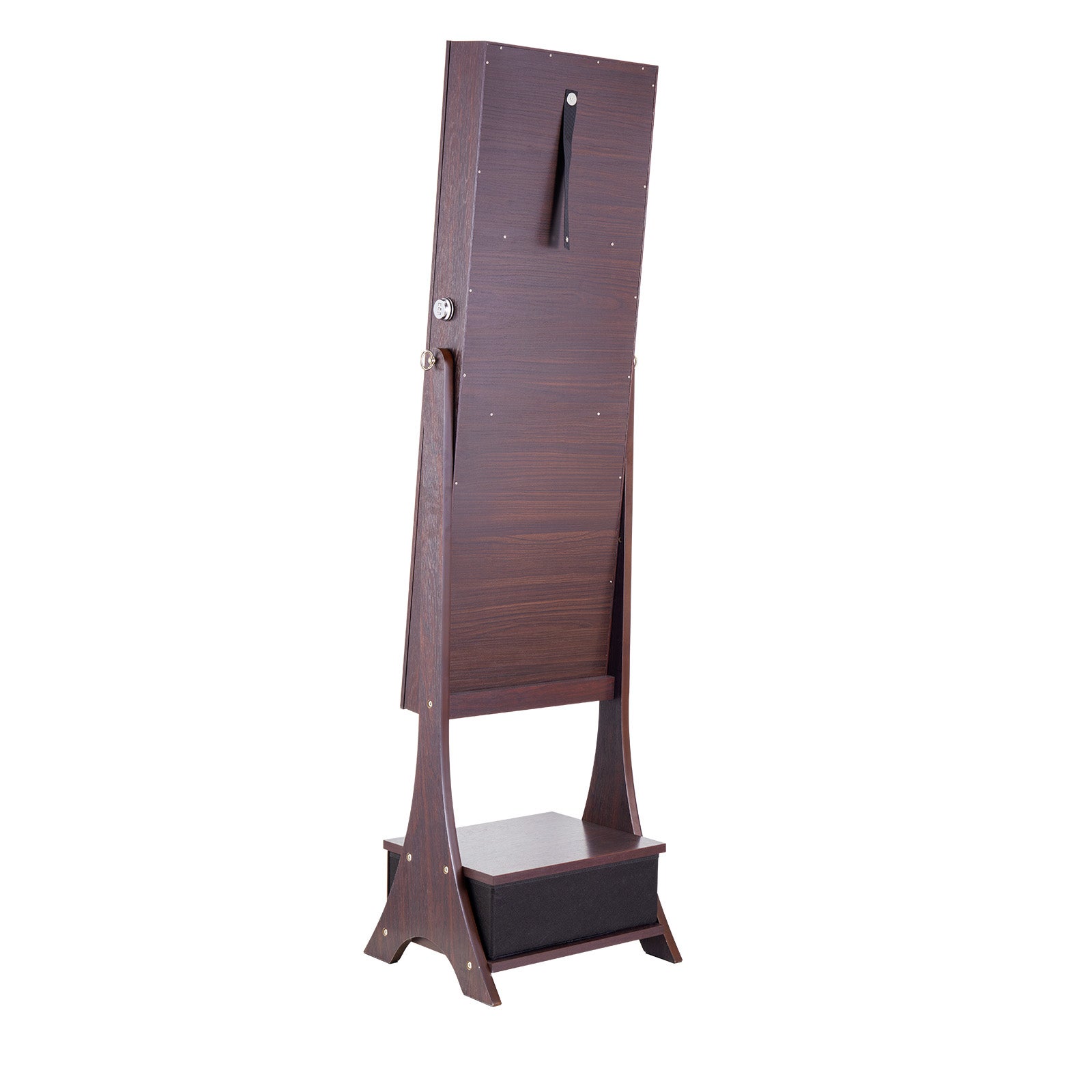 Armoire à Bijoux VEVOR avec Miroir Pleine Longueur, Organisateur sur Pied, Verrouillable, Intérieur LED, Velours, Tiroirs, Marron - 9