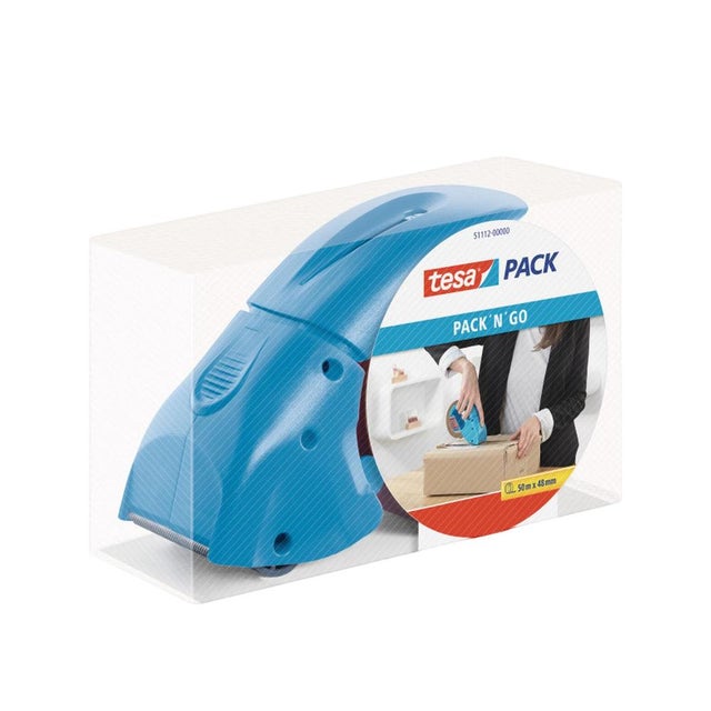 tesa Distributeur de ruban demballage Pack n Go bleu Largeur du rouleau (max.): 50 mm Longueur du rouleau (max.) 66 m