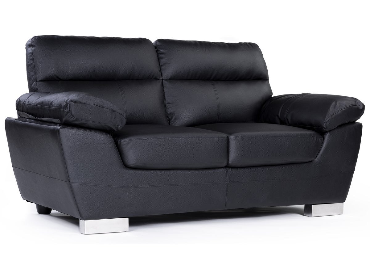Kanapa z ekoskóry/PVC "Dallas" - 169 x 88 x 90 cm - 2 miejsca - Czarna