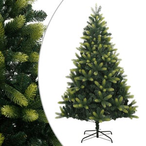 Albero Di Natale Artificiale Con Neve Floccata E 150 LED Bianco Caldo, 150 Cm, Con Base In Acciaio E Punte In PVC E PE