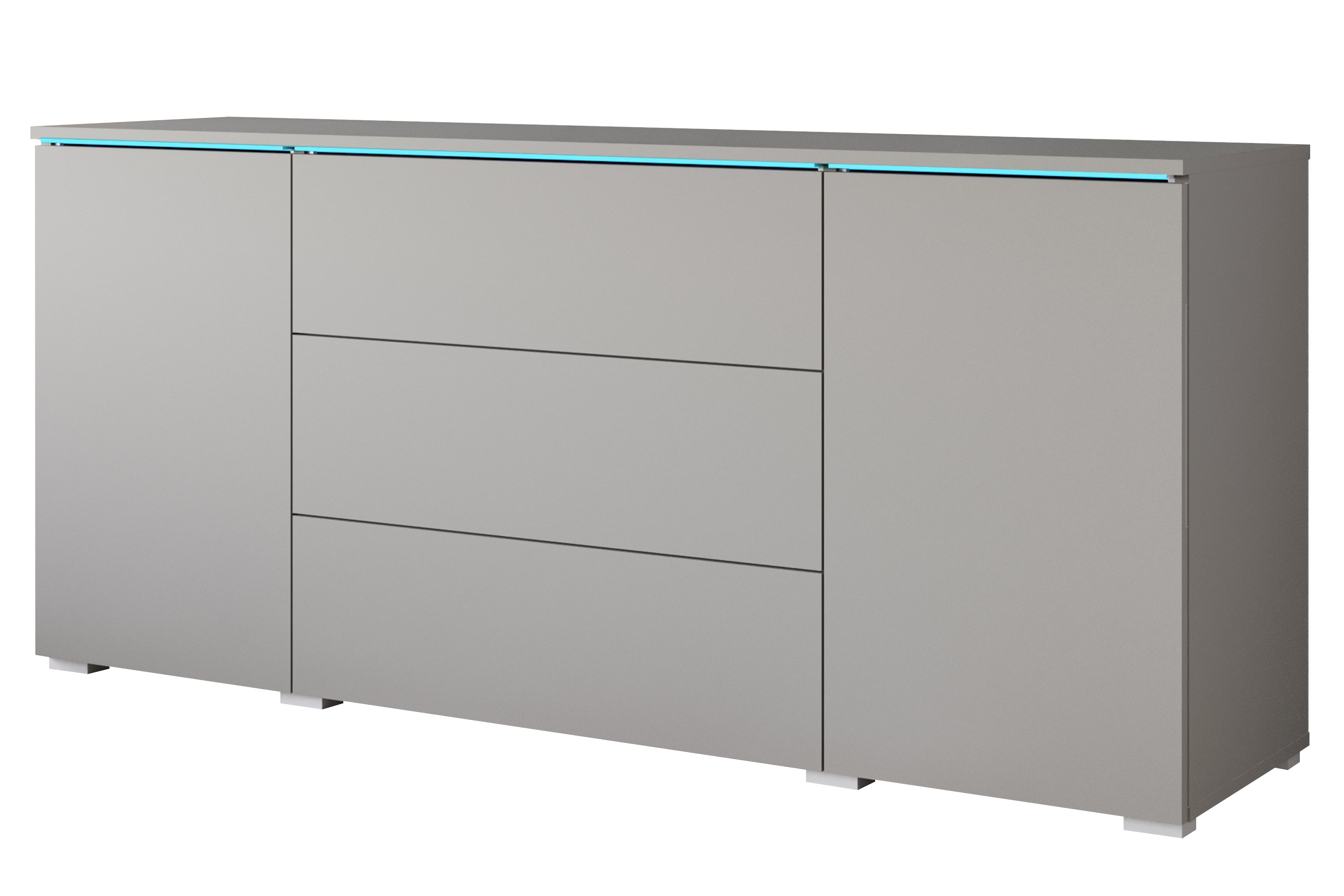 Komoda VEVE 150 cm szary Pallad z oświetleniem LED