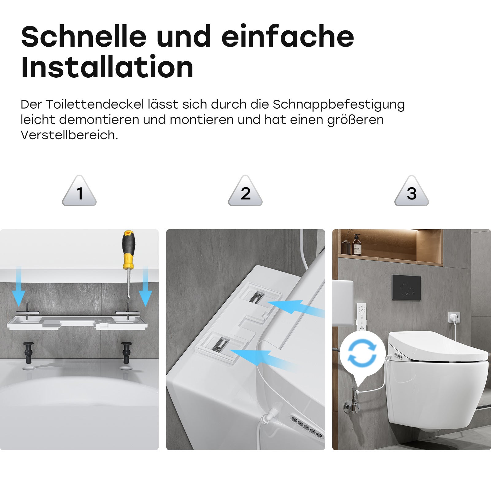 Siège de toilette intelligent, bidet électrique avec télécommande, veilleuse, chauffage du siège et séchage à l'air chaud HOROW - 8
