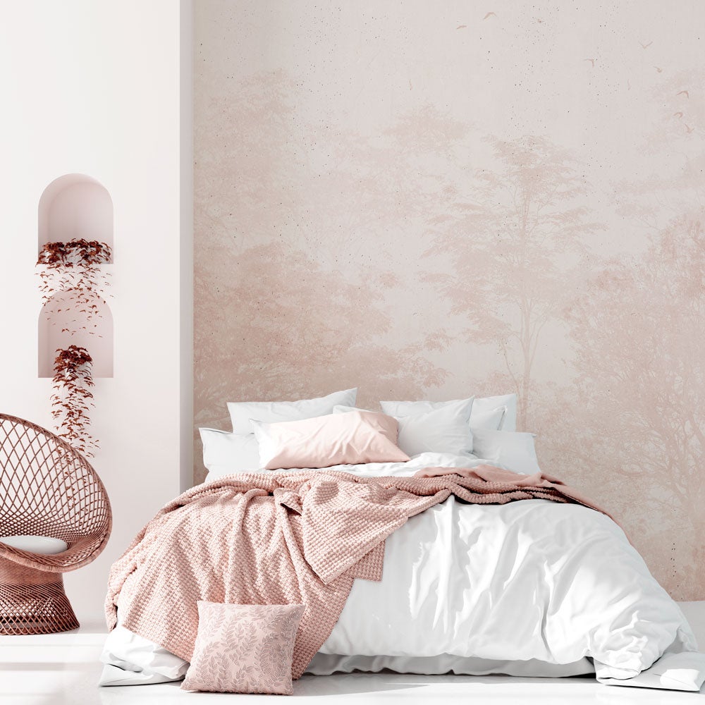 Mural vinílico autoadhesivo,texturizado, impermeable y con tintas ecológicas. dream forest pink 321x260