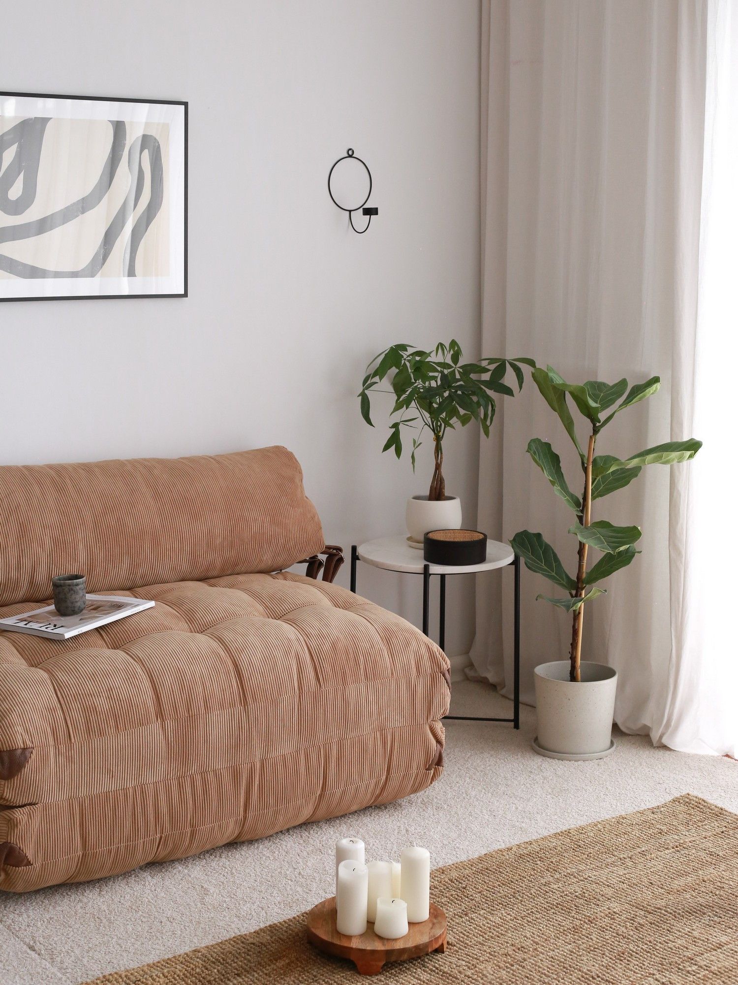 Chauffeuse 2 places convertible Ordila Velours côtelé Camel - 4