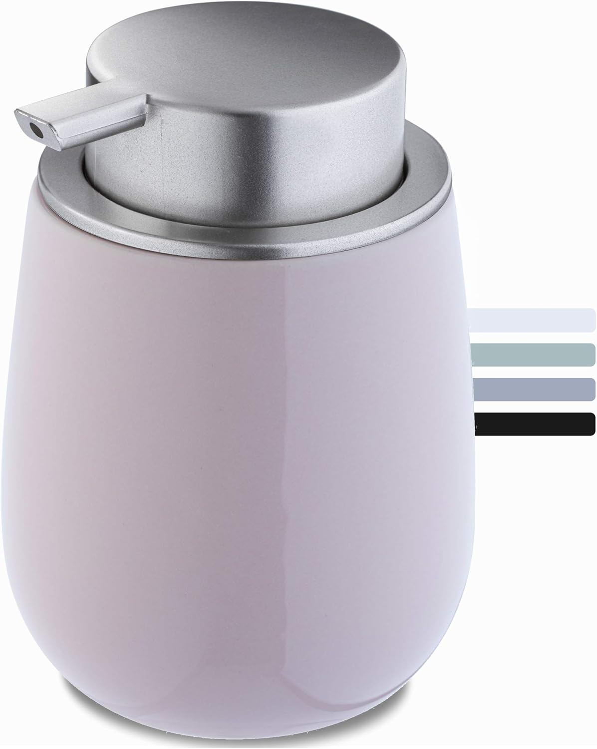 Dozownik do mydła ceramiczny, dozownik z plastikową pompką, dozownik do balsamu, dozownik do mydła w płynie, błyszczący, okrągły (różowy)