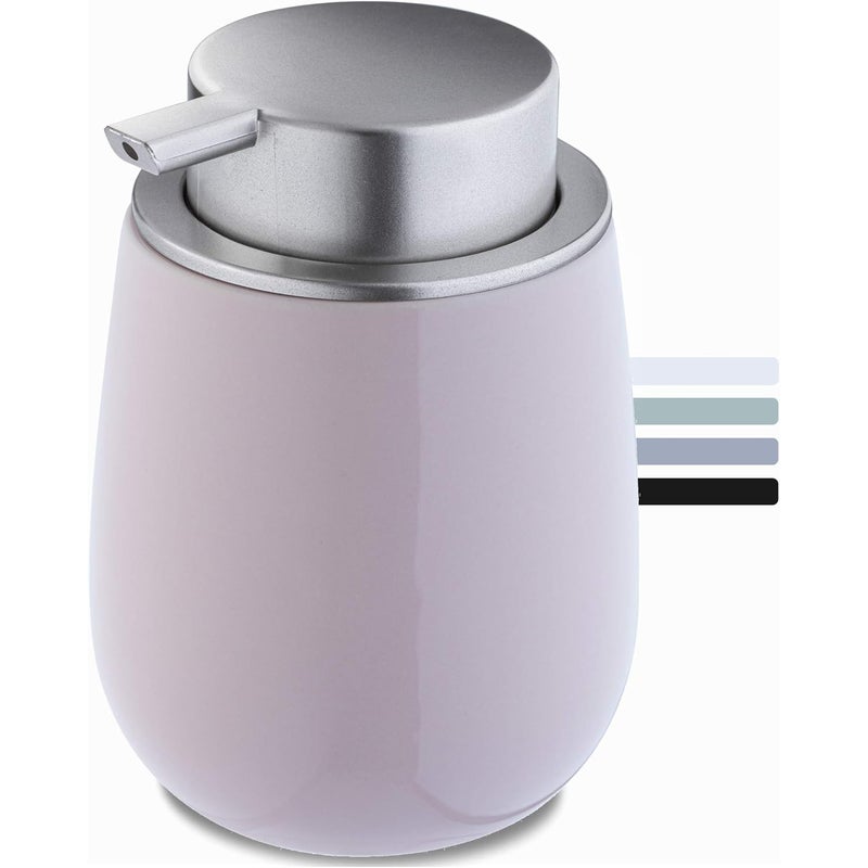 Dozownik do mydła ceramiczny, dozownik z plastikową pompką, dozownik do balsamu, dozownik do mydła w płynie, błyszczący, okrągły (różowy)