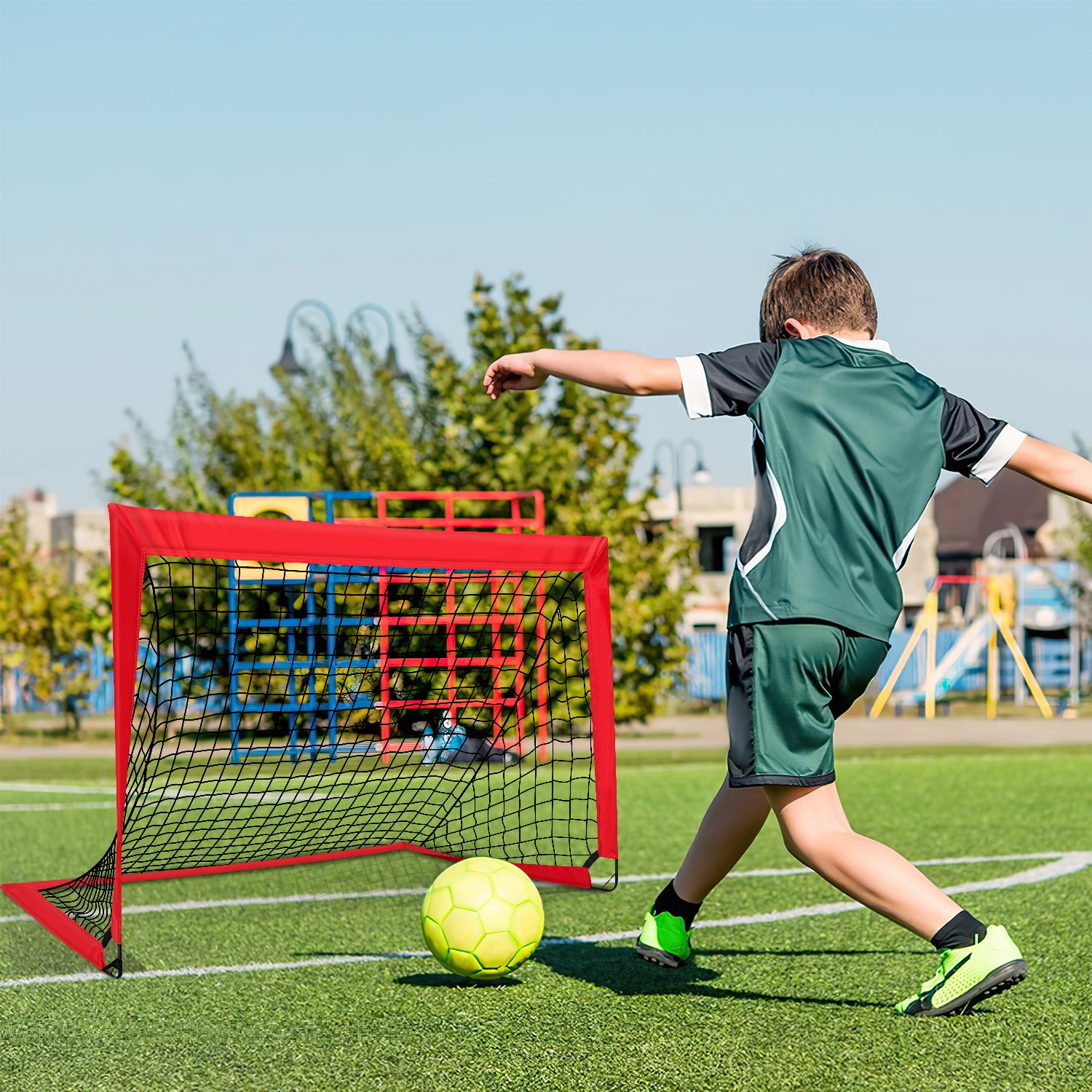 HOMCOM Porta Da Calcio Per Bambini 3-12 Anni, Rete Da Giardino, Bersagli Inclusi, In Plastica - 10